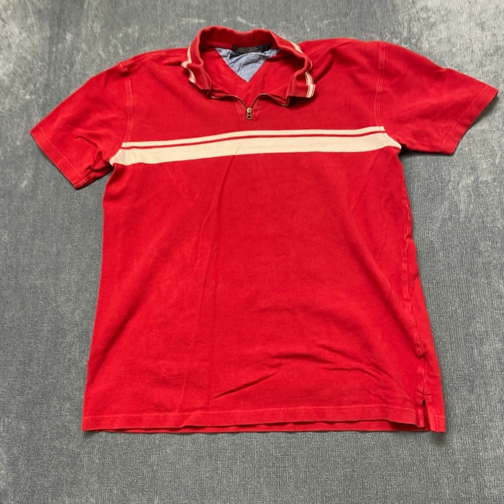 Vintage Tommy Hilfiger Polo Shirt Mens Large Red Cotton High Low Hem Performance